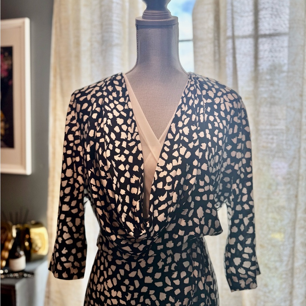 Diane Von Furstenberg Rachel Black and White Sheath Mini Dress - Picture 4 of 9